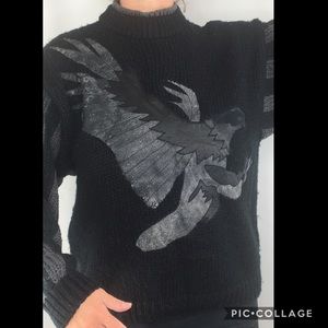 Vintage 90s street scenes sweater Eagle leather
